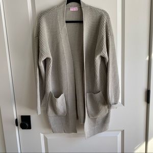 Grey waffle knit cardigan